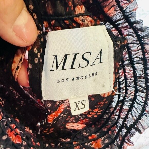 Misa los Angeles Black and Pink Asymmetrical Tie Front Sundress Size XS - Picture 10 of 11